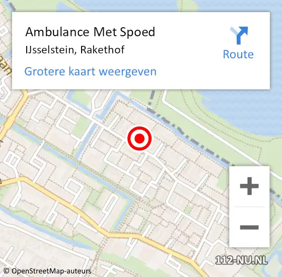 Locatie op kaart van de 112 melding: Ambulance Met Spoed Naar IJsselstein, Rakethof op 1 december 2015 03:20