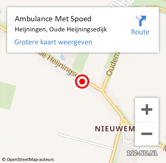 Locatie op kaart van de 112 melding: Ambulance Met Spoed Naar Heijningen, Oude Heijningsedijk op 1 december 2015 03:24