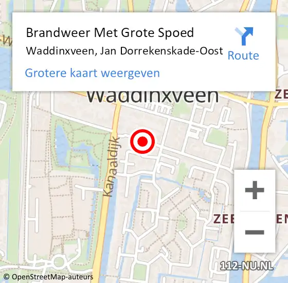 Locatie op kaart van de 112 melding: Brandweer Met Grote Spoed Naar Waddinxveen, Jan Dorrekenskade-Oost op 1 december 2015 07:09