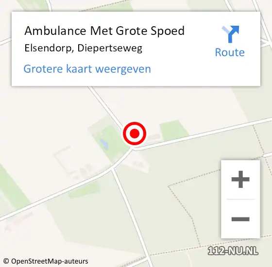 Locatie op kaart van de 112 melding: Ambulance Met Grote Spoed Naar Elsendorp, Diepertseweg op 1 december 2015 07:23