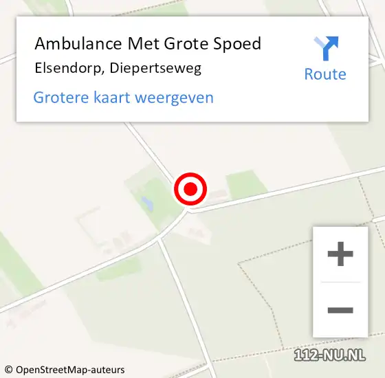 Locatie op kaart van de 112 melding: Ambulance Met Grote Spoed Naar Elsendorp, Diepertseweg op 1 december 2015 07:31