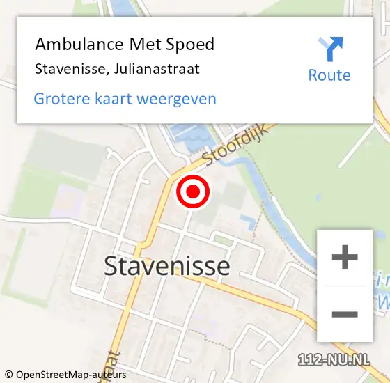 Locatie op kaart van de 112 melding: Ambulance Met Spoed Naar Stavenisse, Julianastraat op 1 december 2015 07:39