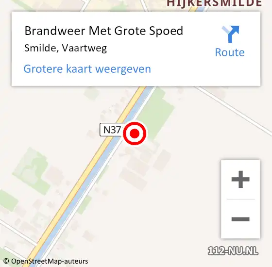 Locatie op kaart van de 112 melding: Brandweer Met Grote Spoed Naar Smilde, Vaartweg op 1 december 2015 07:51