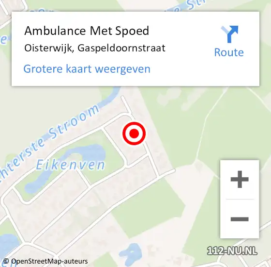 Locatie op kaart van de 112 melding: Ambulance Met Spoed Naar Oisterwijk, Gaspeldoornstraat op 1 december 2015 08:12