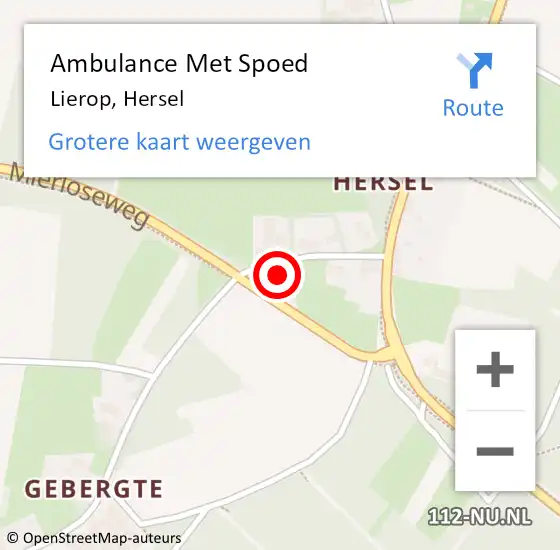 Locatie op kaart van de 112 melding: Ambulance Met Spoed Naar Lierop, Hersel op 1 december 2015 08:44