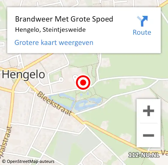 Locatie op kaart van de 112 melding: Brandweer Met Grote Spoed Naar Hengelo, Steintjesweide op 1 december 2015 09:00