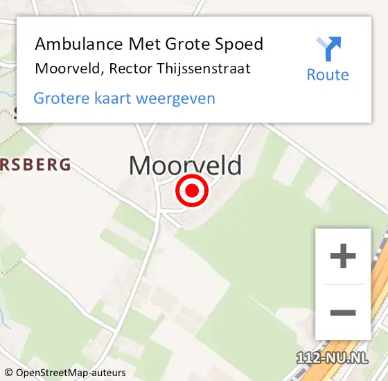 Locatie op kaart van de 112 melding: Ambulance Met Grote Spoed Naar Moorveld, Rector Thijssenstraat op 28 november 2013 16:09