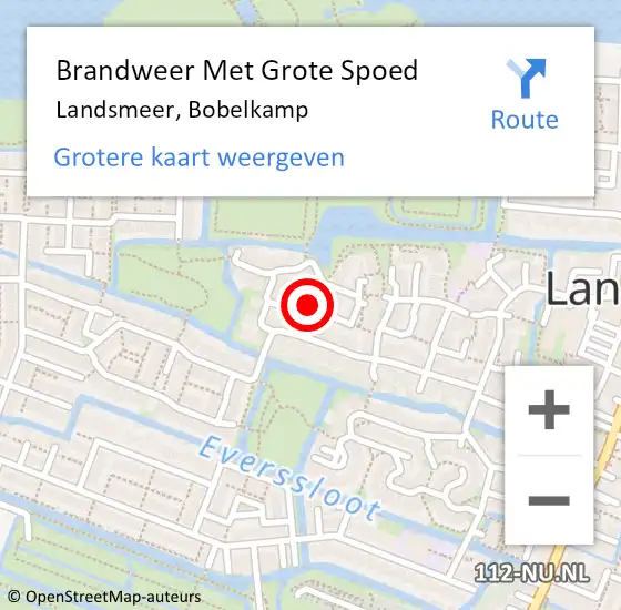 Locatie op kaart van de 112 melding: Brandweer Met Grote Spoed Naar Landsmeer, Bobelkamp op 1 december 2015 10:05