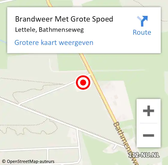 Locatie op kaart van de 112 melding: Brandweer Met Grote Spoed Naar Lettele, Bathmenseweg op 1 december 2015 10:07