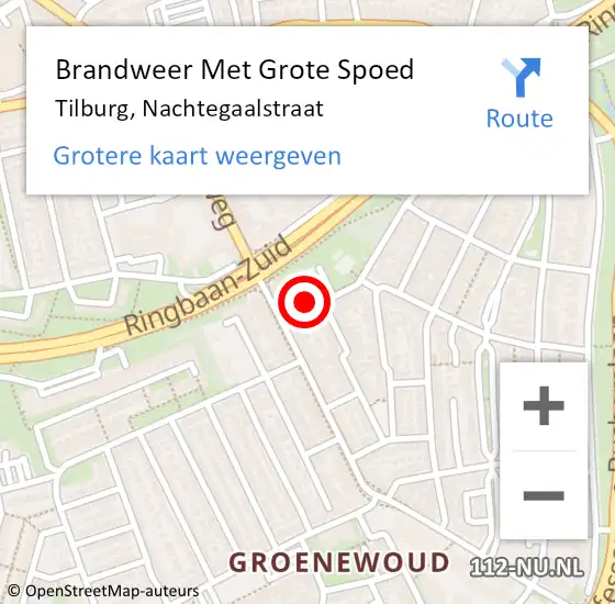 Locatie op kaart van de 112 melding: Brandweer Met Grote Spoed Naar Tilburg, Nachtegaalstraat op 1 december 2015 10:21