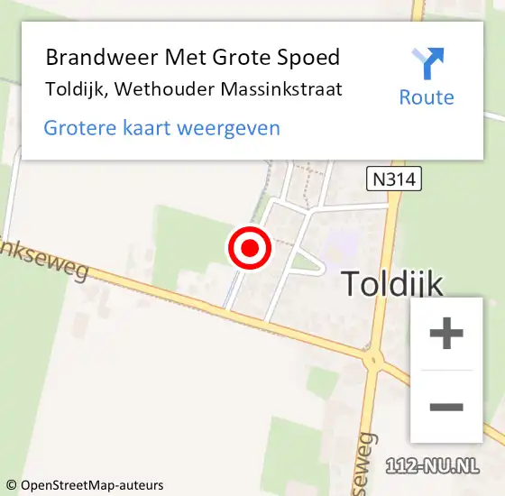 Locatie op kaart van de 112 melding: Brandweer Met Grote Spoed Naar Toldijk, Wethouder Massinkstraat op 1 december 2015 10:40