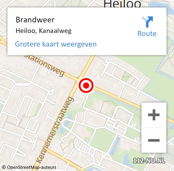 Locatie op kaart van de 112 melding: Brandweer Heiloo, Kanaalweg op 1 december 2015 11:05