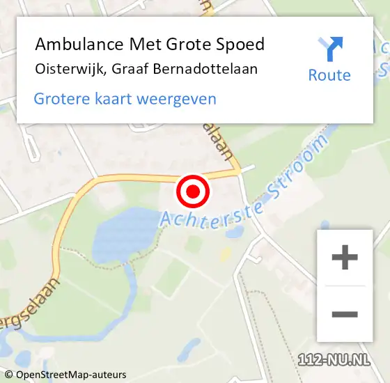 Locatie op kaart van de 112 melding: Ambulance Met Grote Spoed Naar Oisterwijk, Graaf Bernadottelaan op 1 december 2015 11:07