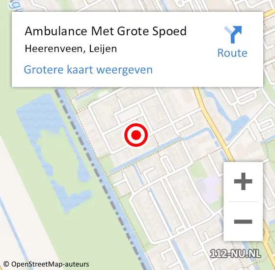 Locatie op kaart van de 112 melding: Ambulance Met Grote Spoed Naar Heerenveen, Leijen op 1 december 2015 11:18