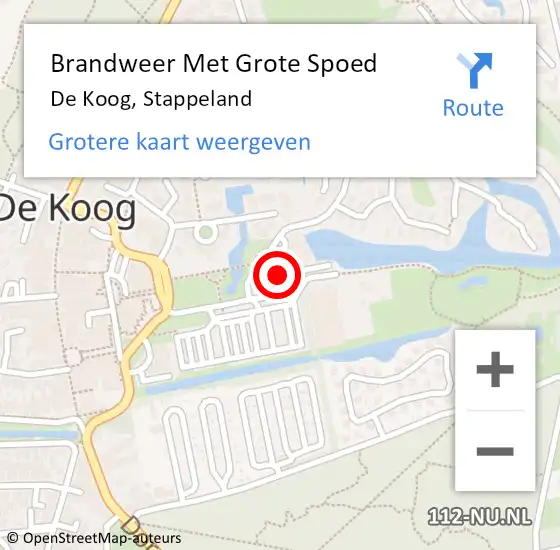 Locatie op kaart van de 112 melding: Brandweer Met Grote Spoed Naar De Koog, Stappeland op 1 december 2015 11:37