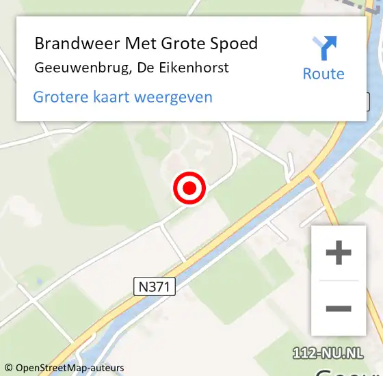 Locatie op kaart van de 112 melding: Brandweer Met Grote Spoed Naar Geeuwenbrug, De Eikenhorst op 28 november 2013 16:26