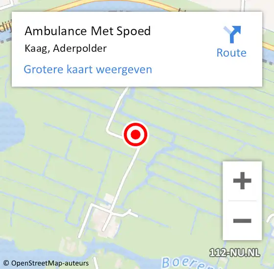 Locatie op kaart van de 112 melding: Ambulance Met Spoed Naar Kaag, Aderpolder op 1 december 2015 12:09
