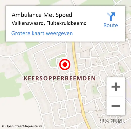 Locatie op kaart van de 112 melding: Ambulance Met Spoed Naar Valkenswaard, Fluitekruidbeemd op 1 december 2015 12:37
