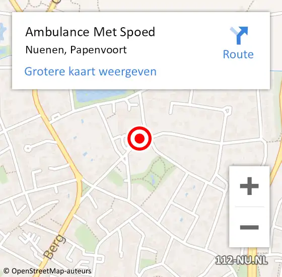 Locatie op kaart van de 112 melding: Ambulance Met Spoed Naar Nuenen, Papenvoort op 1 december 2015 13:25