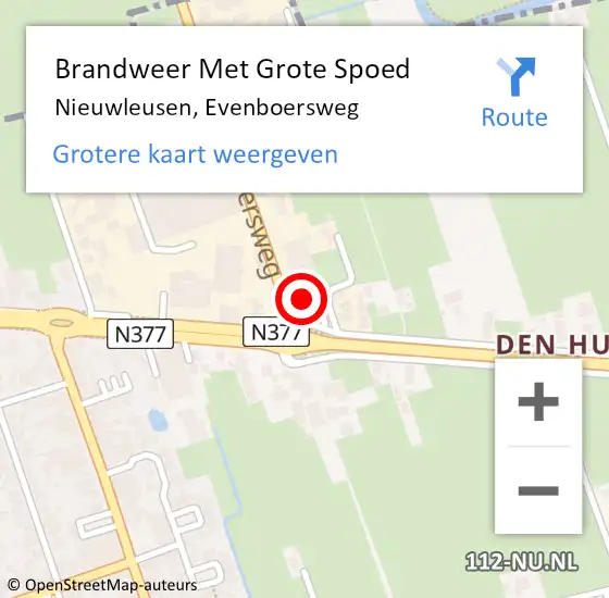 Locatie op kaart van de 112 melding: Brandweer Met Grote Spoed Naar Nieuwleusen, Evenboersweg op 1 december 2015 13:36