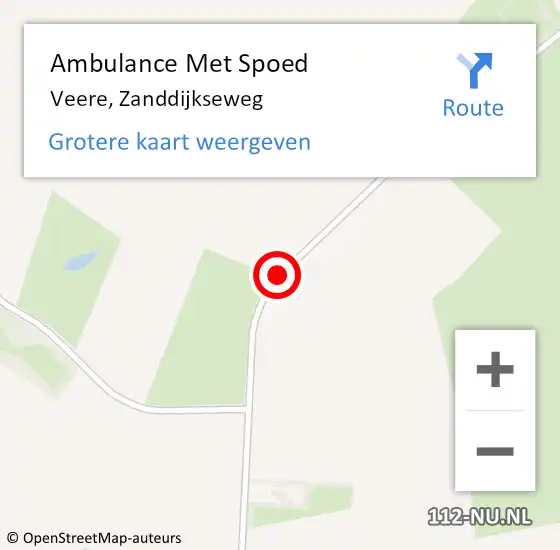 Locatie op kaart van de 112 melding: Ambulance Met Spoed Naar Veere, Zanddijkseweg op 1 december 2015 15:15