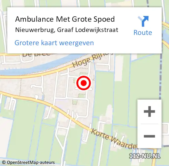 Locatie op kaart van de 112 melding: Ambulance Met Grote Spoed Naar Nieuwerbrug, Graaf Lodewijkstraat op 1 december 2015 15:21