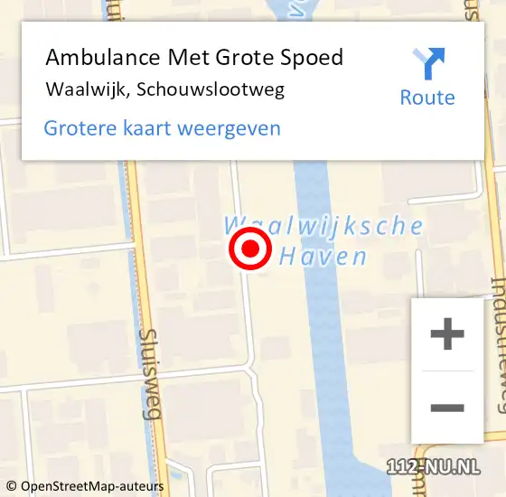 Locatie op kaart van de 112 melding: Ambulance Met Grote Spoed Naar Waalwijk, Schouwslootweg op 1 december 2015 15:36