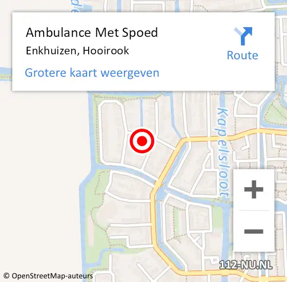 Locatie op kaart van de 112 melding: Ambulance Met Spoed Naar Enkhuizen, Hooirook op 1 december 2015 15:47