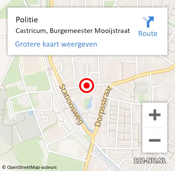 Locatie op kaart van de 112 melding: Politie Castricum, Burgemeester Mooijstraat op 1 december 2015 15:59