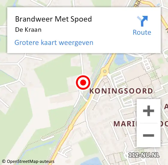 Locatie op kaart van de 112 melding: Brandweer Met Spoed Naar De Kraan op 1 december 2015 16:51