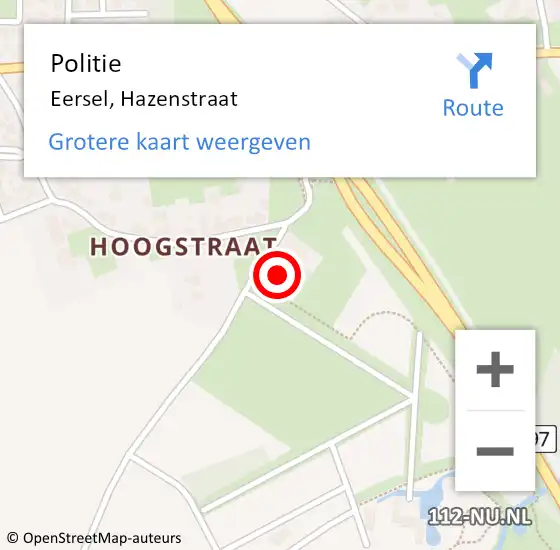 Locatie op kaart van de 112 melding: Politie Eersel, Hazenstraat op 1 december 2015 17:06