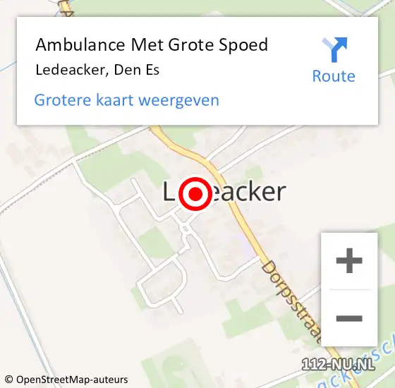 Locatie op kaart van de 112 melding: Ambulance Met Grote Spoed Naar Ledeacker, Den Es op 1 december 2015 18:25