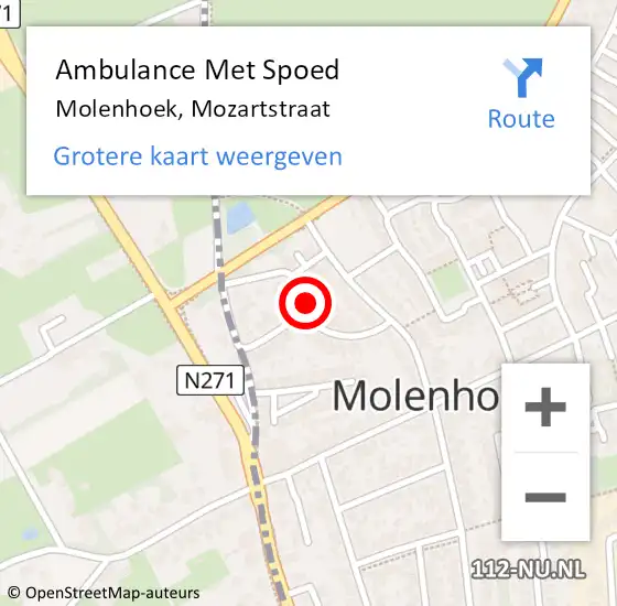 Locatie op kaart van de 112 melding: Ambulance Met Spoed Naar Molenhoek, Mozartstraat op 1 december 2015 18:37