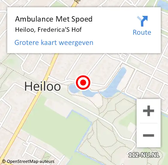 Locatie op kaart van de 112 melding: Ambulance Met Spoed Naar Heiloo, Frederica'S Hof op 1 december 2015 18:38