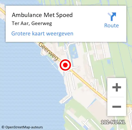 Locatie op kaart van de 112 melding: Ambulance Met Spoed Naar Ter Aar, Geerweg op 1 december 2015 19:06