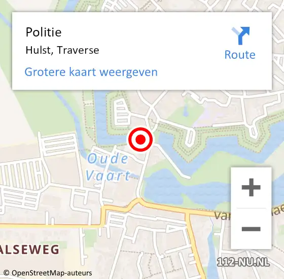 Locatie op kaart van de 112 melding: Politie Hulst, Traverse op 28 november 2013 17:19