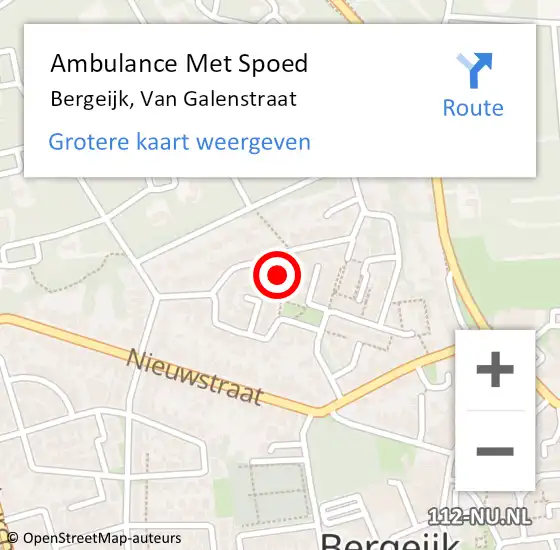 Locatie op kaart van de 112 melding: Ambulance Met Spoed Naar Bergeijk, Van Galenstraat op 1 december 2015 20:35