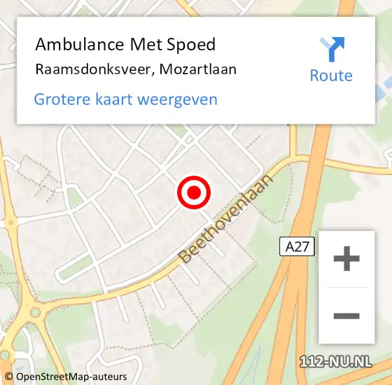 Locatie op kaart van de 112 melding: Ambulance Met Spoed Naar Raamsdonksveer, Mozartlaan op 1 december 2015 20:59