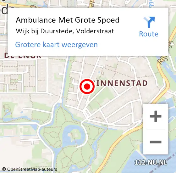 Locatie op kaart van de 112 melding: Ambulance Met Grote Spoed Naar Wijk bij Duurstede, Volderstraat op 1 december 2015 21:48