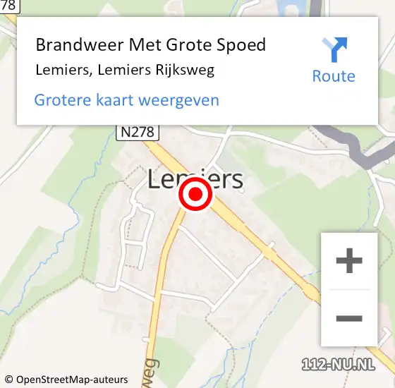 Locatie op kaart van de 112 melding: Brandweer Met Grote Spoed Naar Lemiers, Lemiers Rijksweg op 1 december 2015 22:14