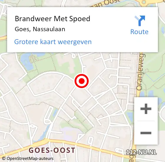 Locatie op kaart van de 112 melding: Brandweer Met Spoed Naar Goes, Nassaulaan op 28 november 2013 17:28