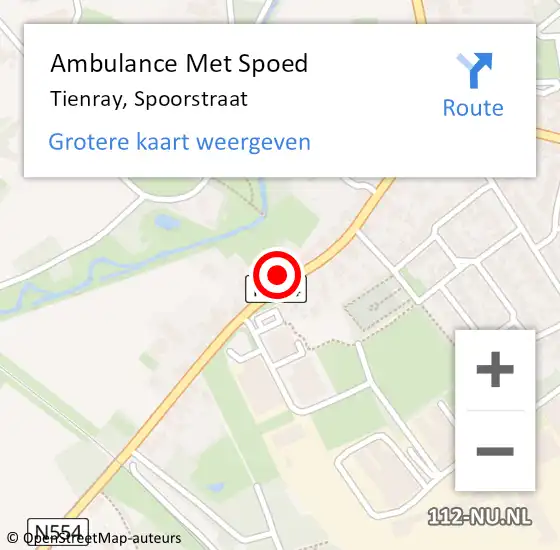 Locatie op kaart van de 112 melding: Ambulance Met Spoed Naar Tienray, Spoorstraat op 1 december 2015 22:21