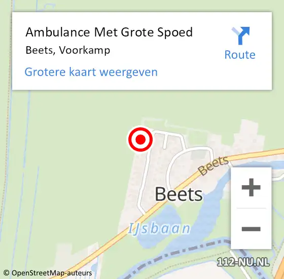 Locatie op kaart van de 112 melding: Ambulance Met Grote Spoed Naar Beets, Voorkamp op 2 december 2015 02:44