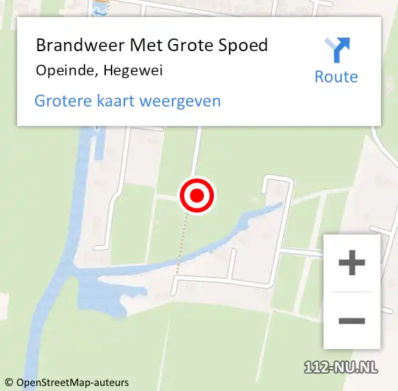 Locatie op kaart van de 112 melding: Brandweer Met Grote Spoed Naar Opeinde, Hegewei op 2 december 2015 03:27