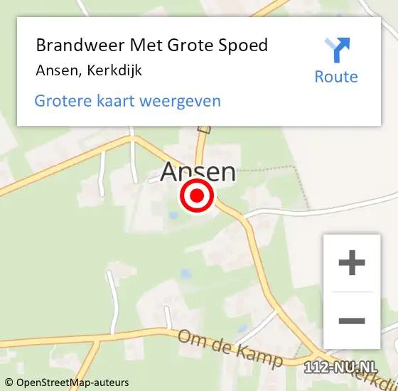 Locatie op kaart van de 112 melding: Brandweer Met Grote Spoed Naar Ansen, Kerkdijk op 2 december 2015 04:01