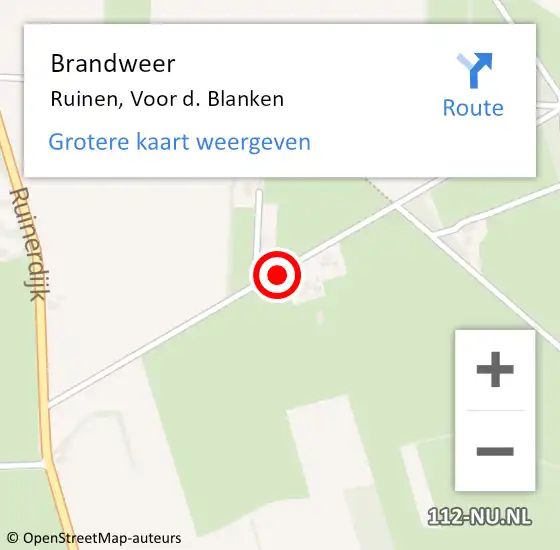 Locatie op kaart van de 112 melding: Brandweer Ruinen, Voor d. Blanken op 2 december 2015 06:49