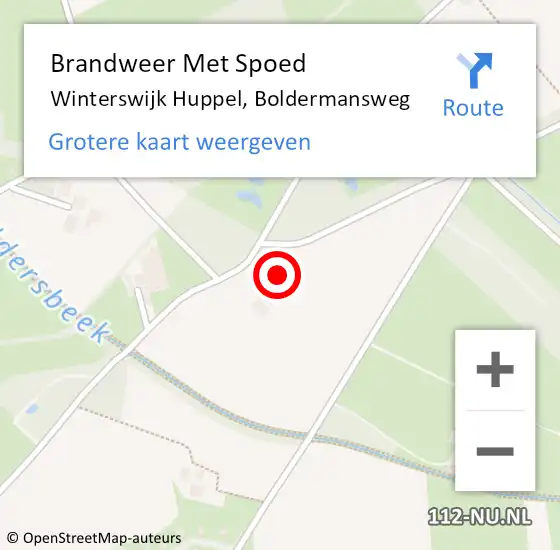 Locatie op kaart van de 112 melding: Brandweer Met Spoed Naar Winterswijk Huppel, Boldermansweg op 2 december 2015 07:13