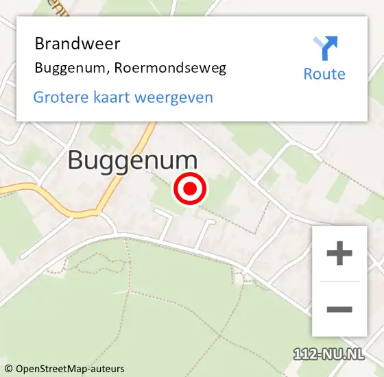 Locatie op kaart van de 112 melding: Brandweer Buggenum, Roermondseweg op 28 november 2013 17:56