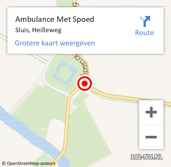 Locatie op kaart van de 112 melding: Ambulance Met Spoed Naar Sluis, Heilleweg op 2 december 2015 07:50