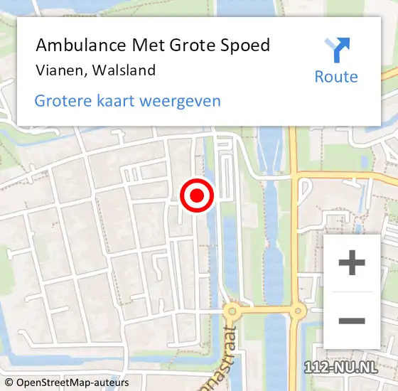 Locatie op kaart van de 112 melding: Ambulance Met Grote Spoed Naar Vianen, Walsland op 2 december 2015 07:58